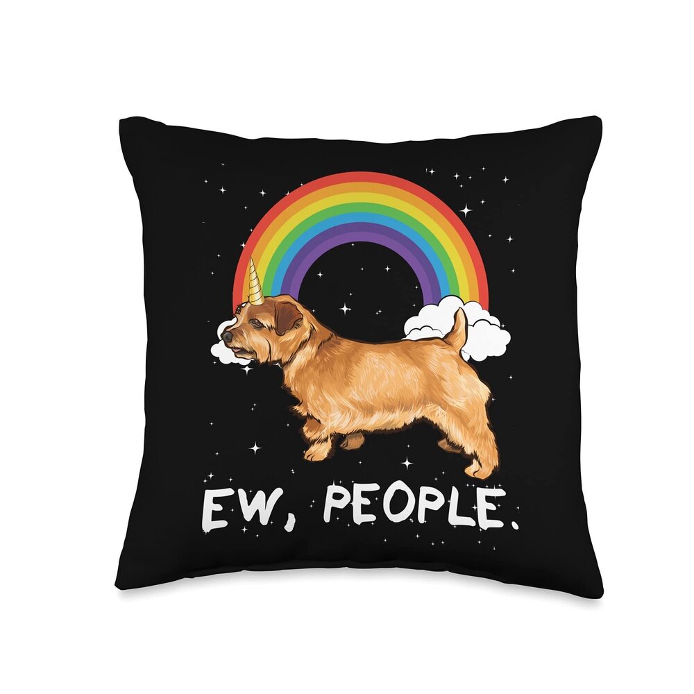 4715 Rainbow Norfolk Terrier Ew People Unicorn Dog Throw Pillow